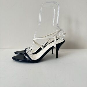 NEW Nine West Carolyn Black and White Strappy Stiletto Heels, Sz 8.5M